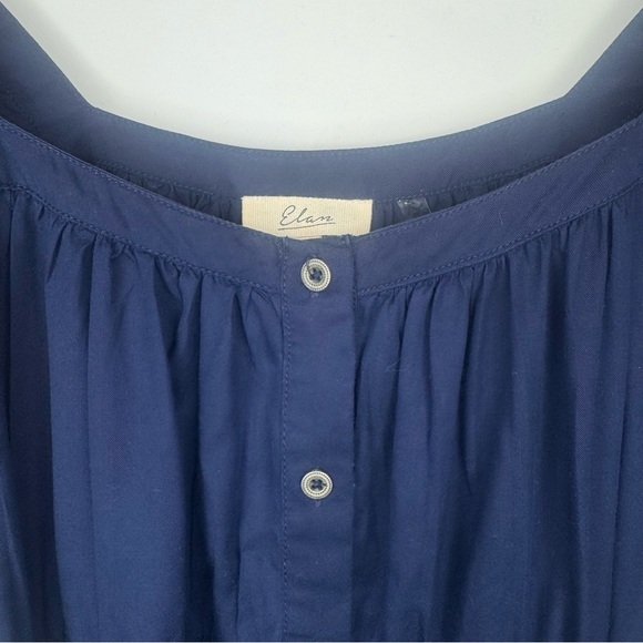 Elan Babydoll Mini Dress in Navy Blue Size Med Milkmaid Style Button Front - Picture 4 of 8